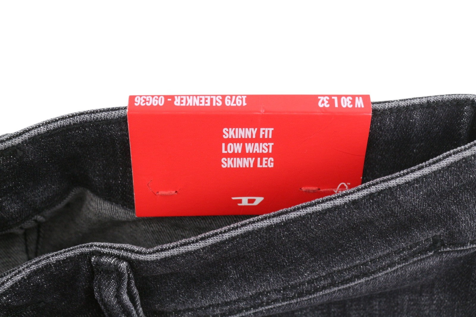 DIESEL 1979 Sleenker 09G36 Men's Jeans W30/L32 Black Faded Low Waist Skinny Fit