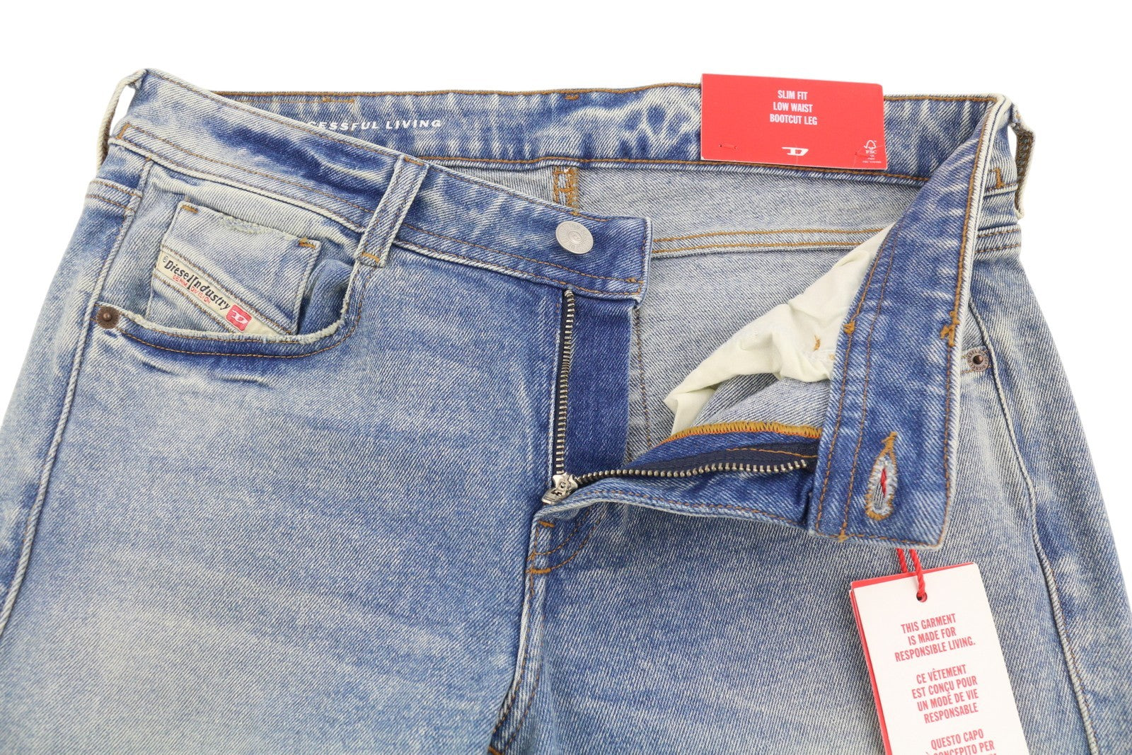 DIESEL 1969 D-Ebbey 09E86 Women's Jeans W30/L32 Blue Faded Low Waist Bootcut