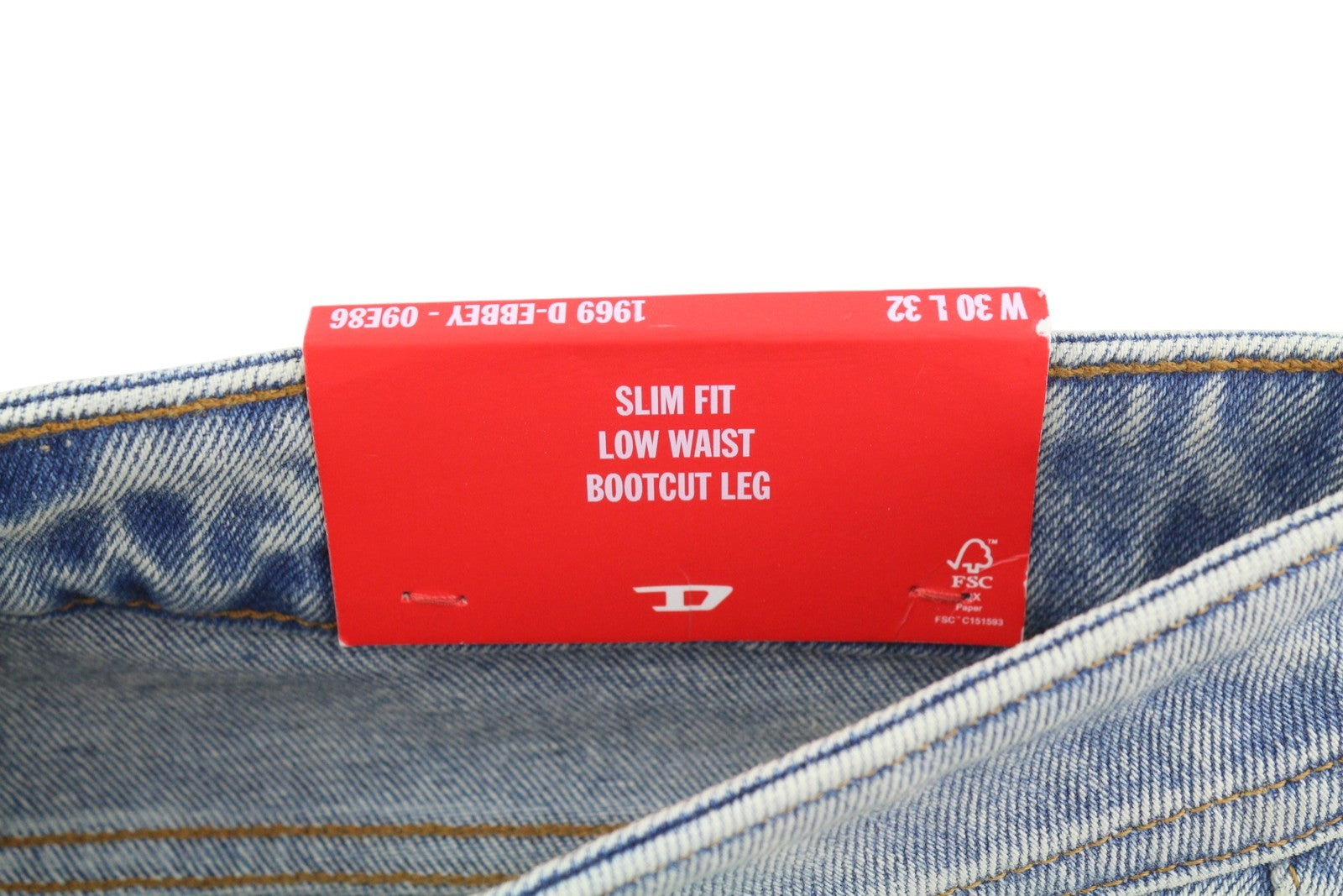 DIESEL 1969 D-Ebbey 09E86 Women's Jeans W30/L32 Blue Faded Low Waist Bootcut