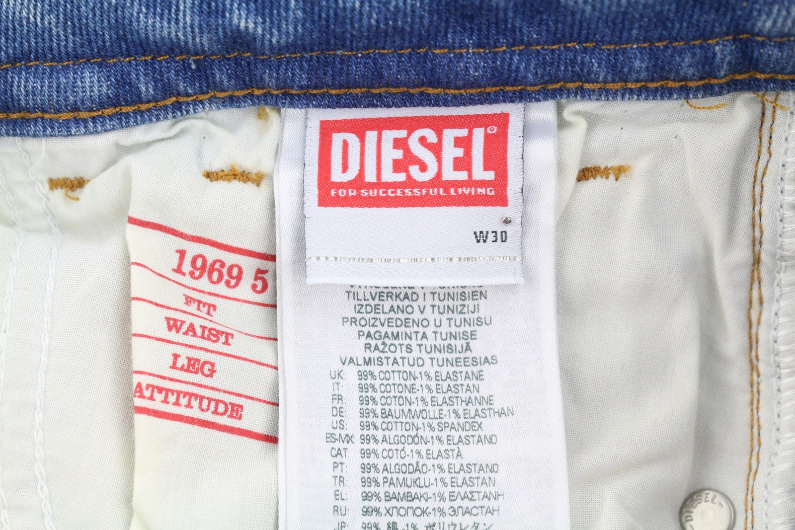DIESEL 1969 D-Ebbey 09E86 Women's Jeans W30/L32 Blue Faded Low Waist Bootcut