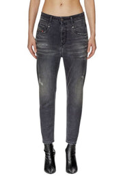 DIESEL D-Fayza-B Jogg 068FP Women's Jeans W25 Grey Faded Distress Cropped Denim