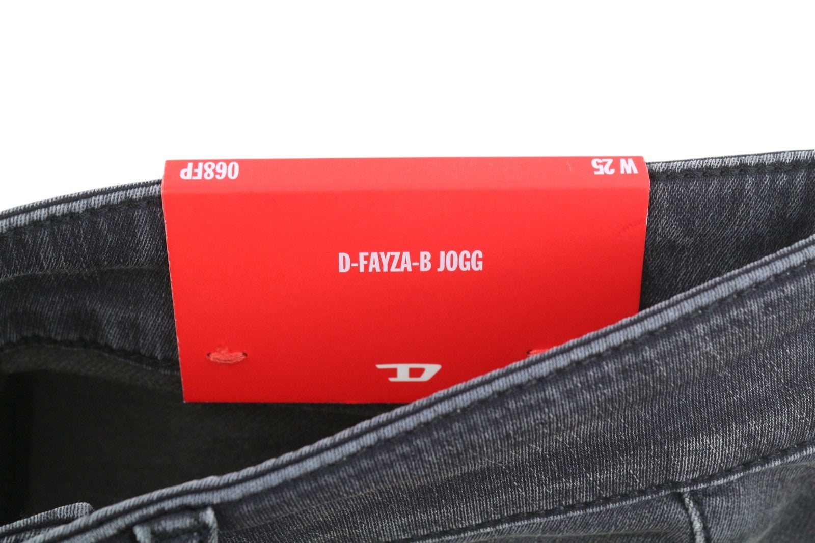 DIESEL D-Fayza-B Jogg 068FP Women's Jeans W25 Grey Faded Distress Cropped Denim