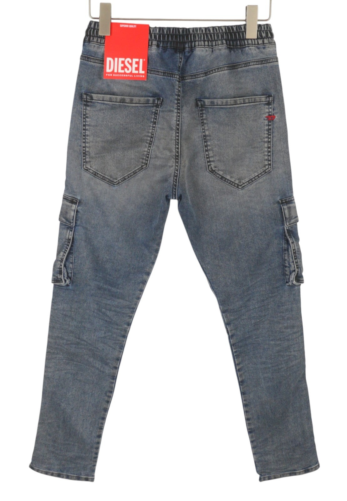 DIESEL D-Ursy Jogg 068EZ Women's Jeans W26 Blue Whiskers Faded Cargo Denim