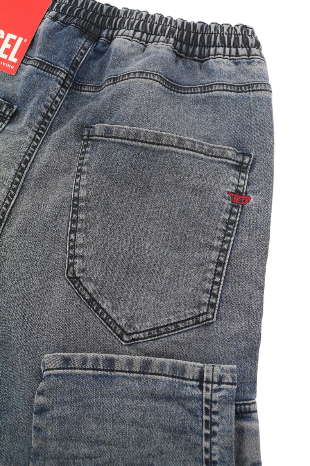 DIESEL D-Ursy Jogg 068EZ Women's Jeans W26 Blue Whiskers Faded Cargo Denim