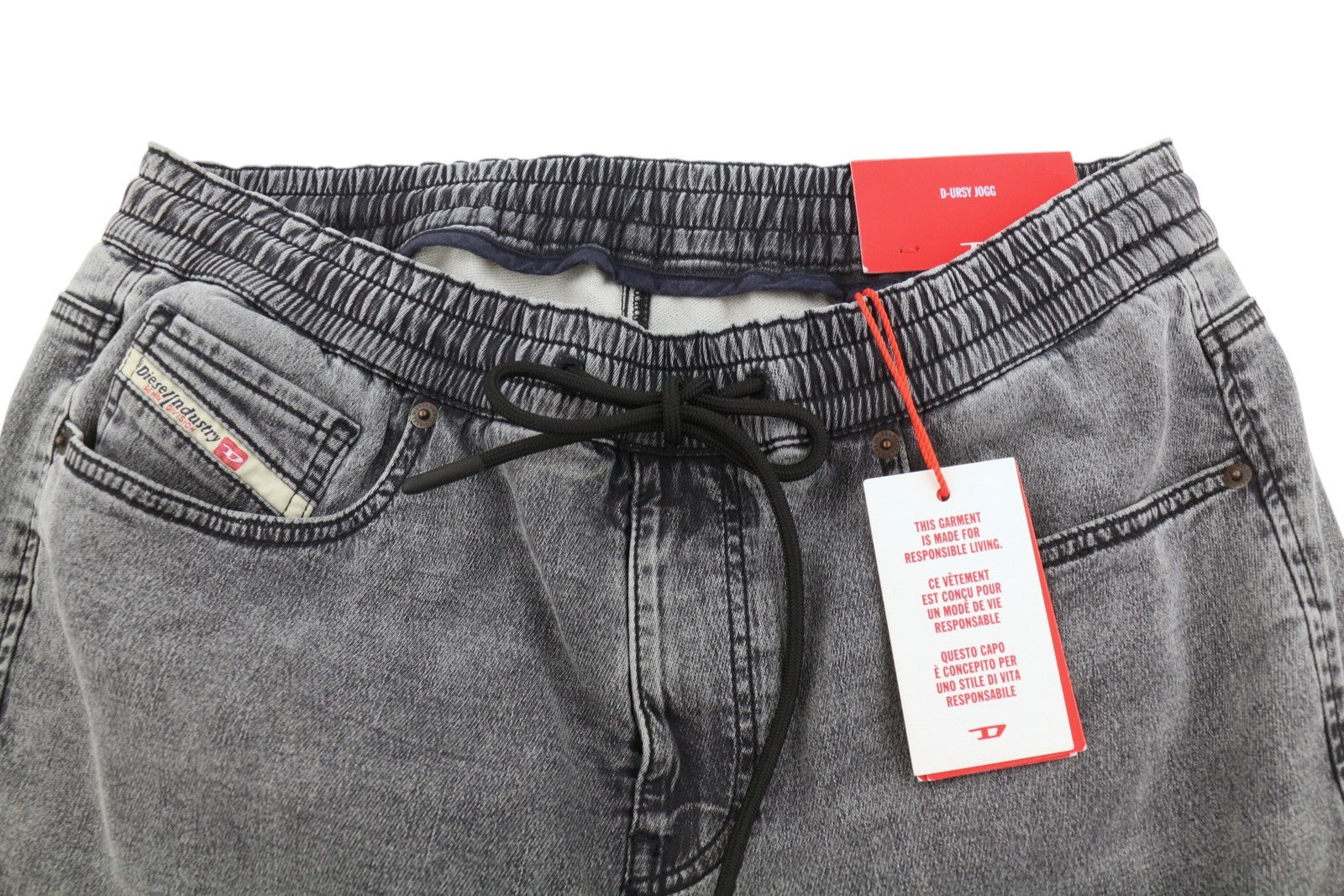 DIESEL D-Ursy Jogg 068DW Women's Jeans W29 Grey Whiskers Faded Cargo Denim