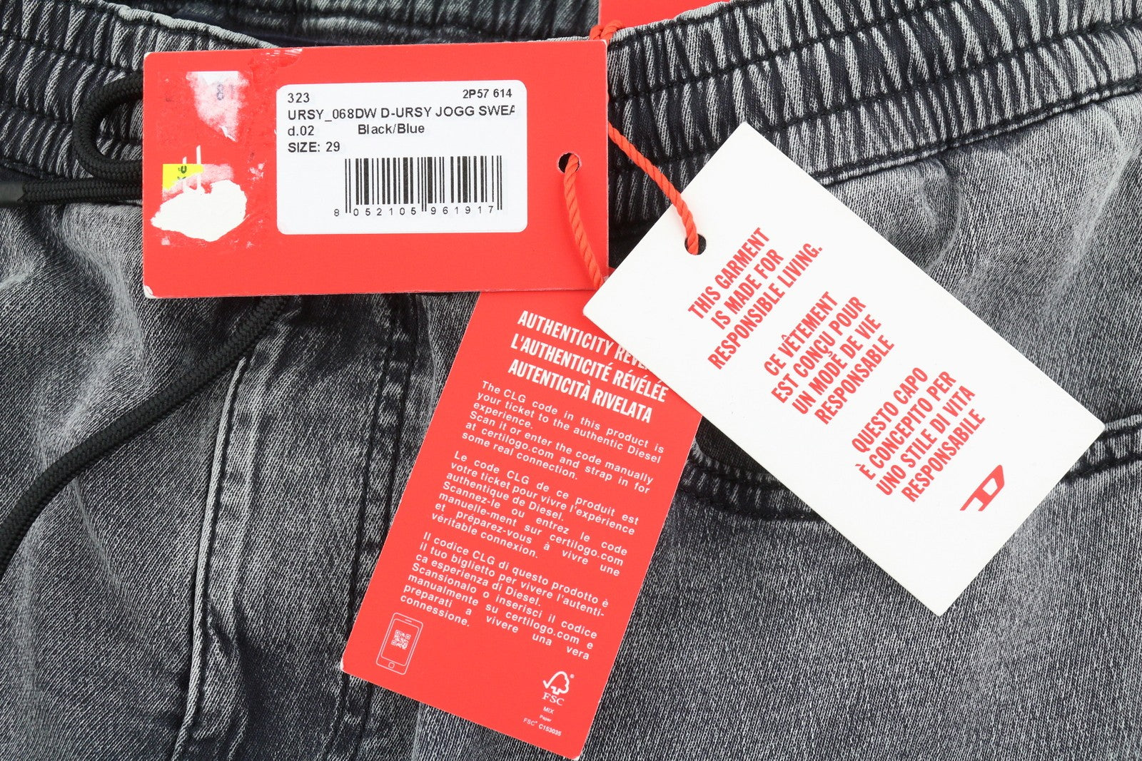 DIESEL D-Ursy Jogg 068DW Women's Jeans W29 Grey Whiskers Faded Cargo Denim