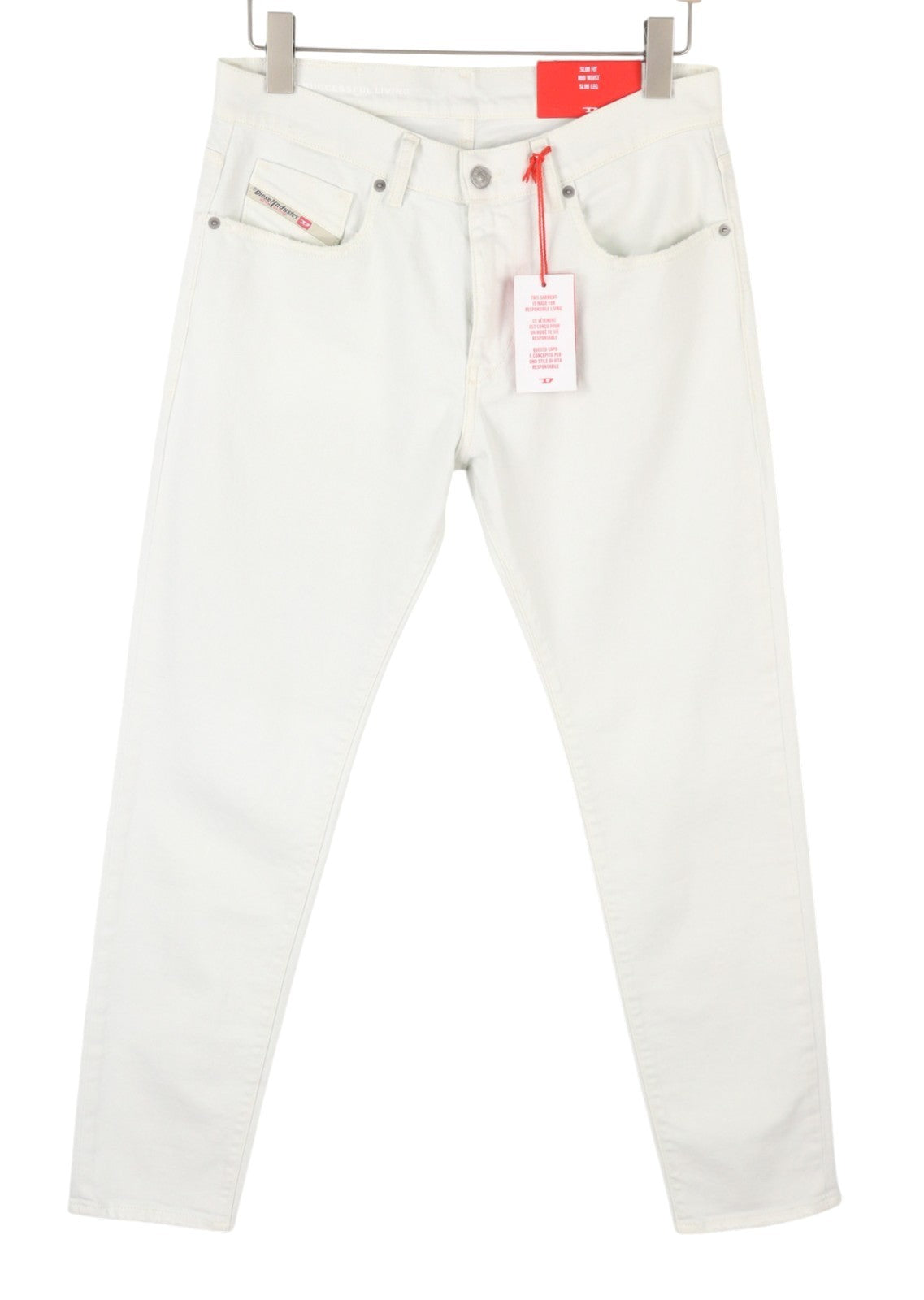 DIESEL 2019 D-Strukt 09F26 Men's Jeans W30/L32 White Slim Fit Zip Fly Denim