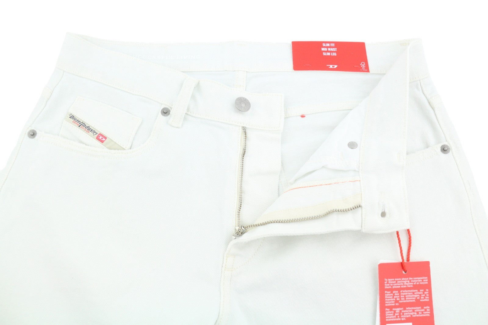 DIESEL 2019 D-Strukt 09F26 Men's Jeans W30/L32 White Slim Fit Zip Fly Denim