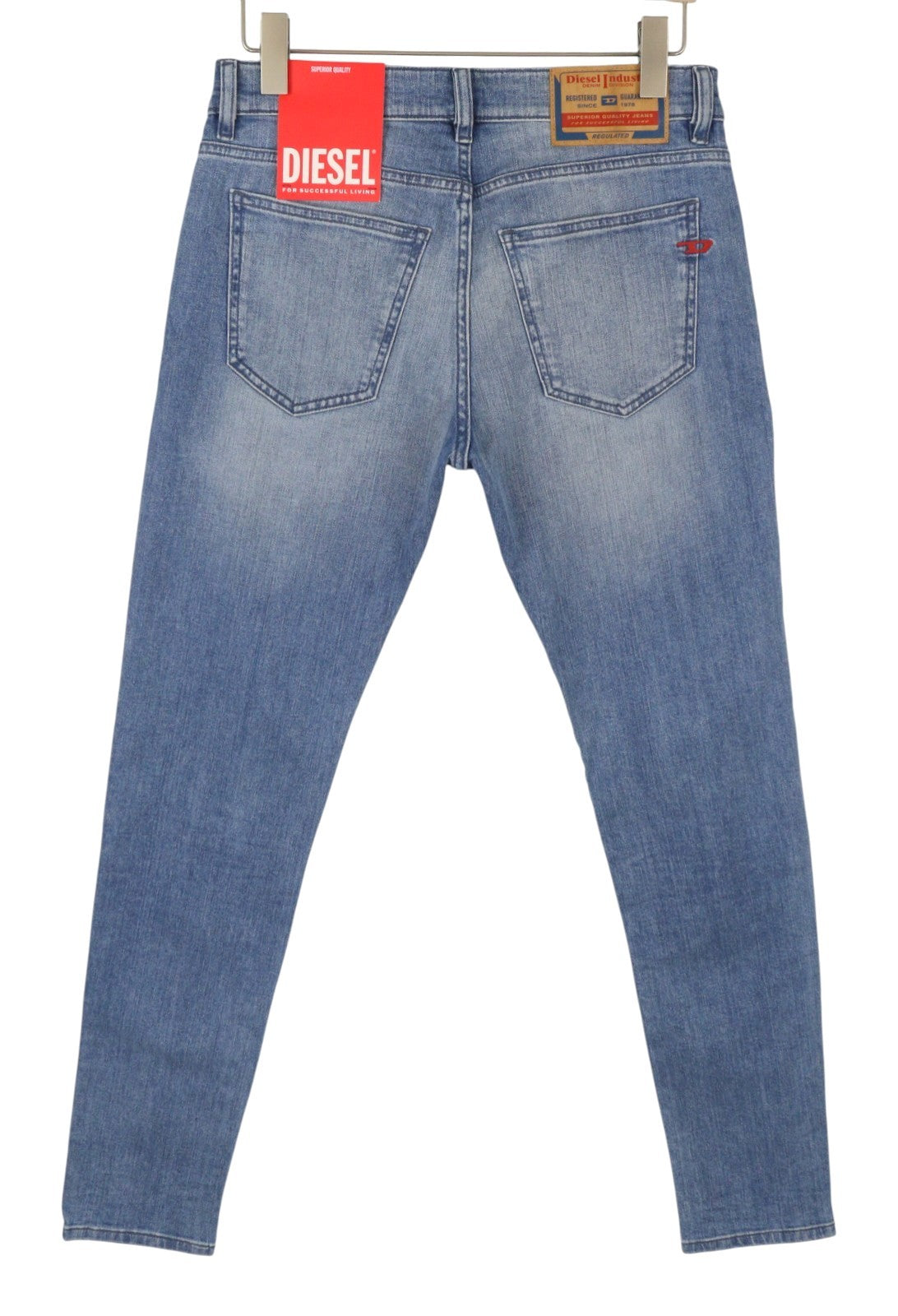 DIESEL 2019 D-Strukt 0GRDI Men's Jeans W31/L34 Blue Whiskers Faded Slim Fit