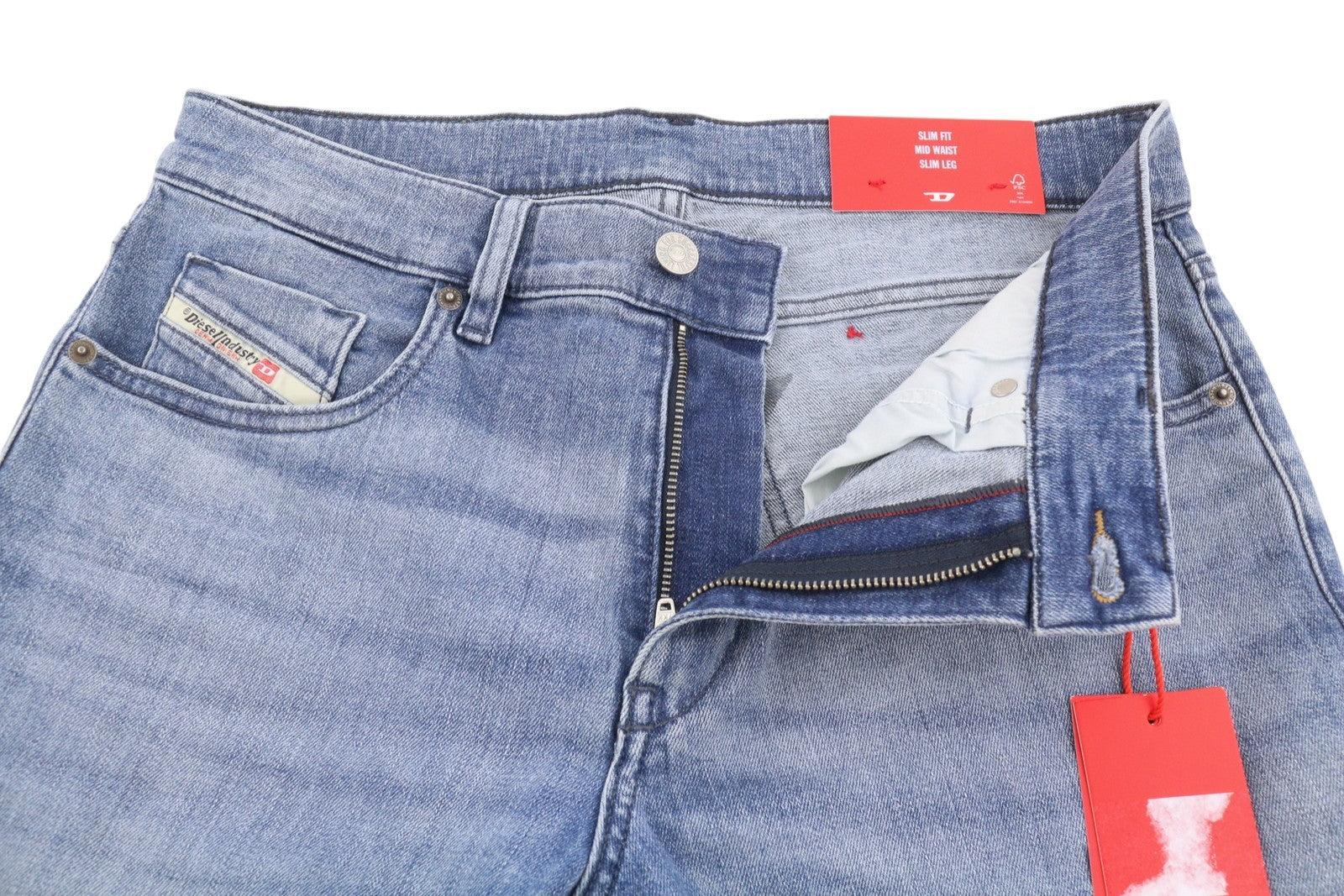 DIESEL 2019 D-Strukt 0GRDI Men's Jeans W31/L34 Blue Whiskers Faded Slim Fit