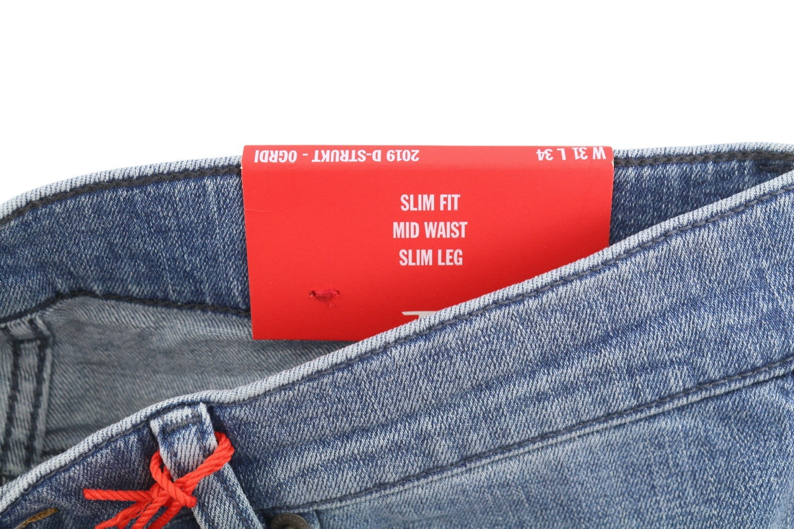 DIESEL 2019 D-Strukt 0GRDI Men's Jeans W31/L34 Blue Whiskers Faded Slim Fit