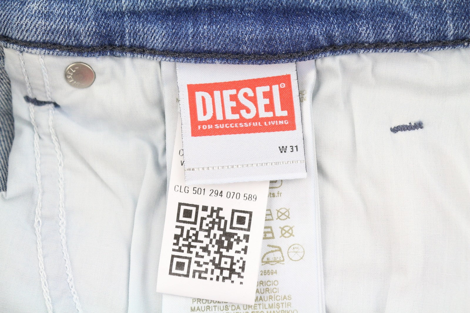 DIESEL 2019 D-Strukt 0GRDI Men's Jeans W31/L34 Blue Whiskers Faded Slim Fit