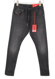DIESEL E-Krooley Jogg 068FS Men's Jeans W28 Black Whiskers Faded Slim