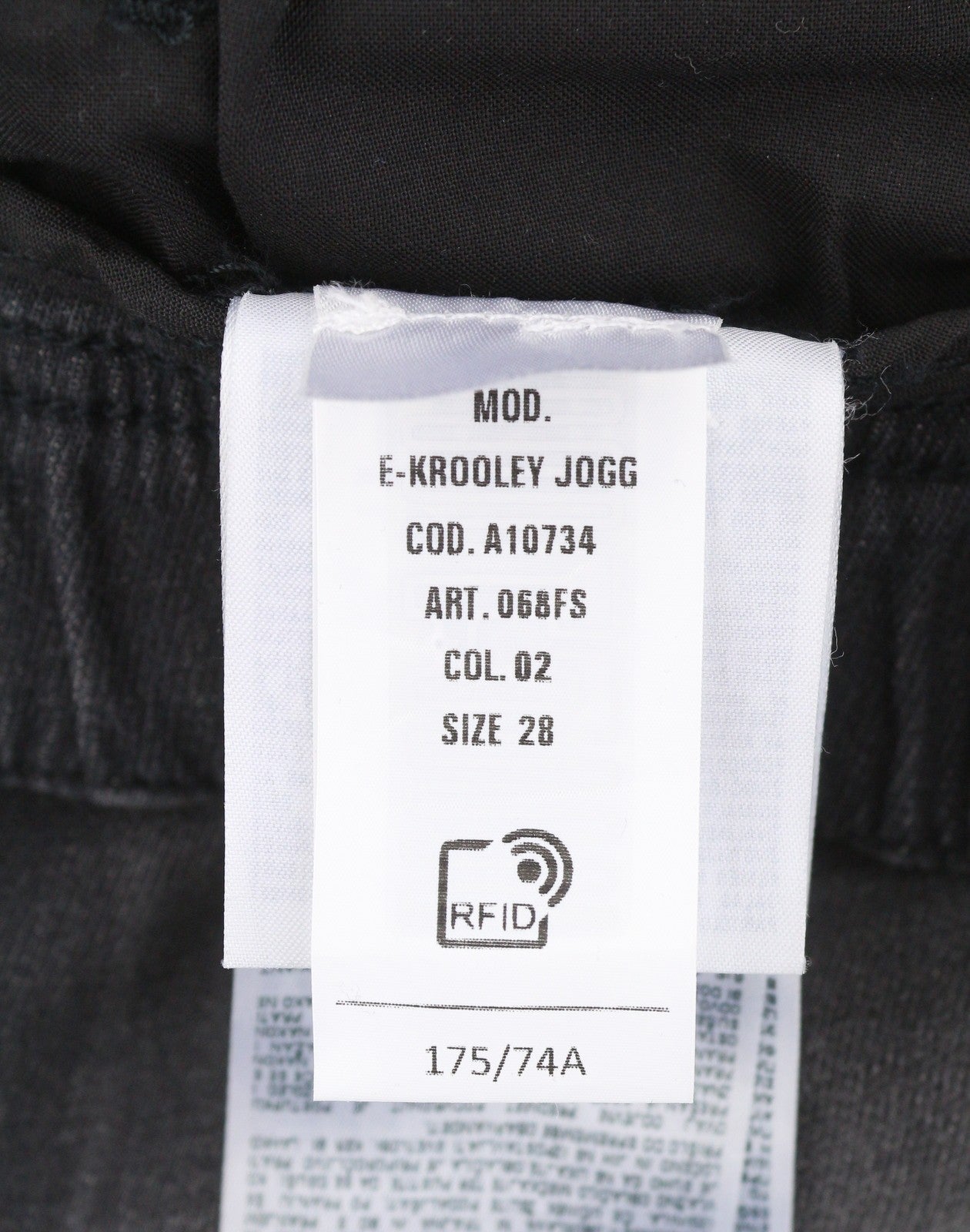 DIESEL E-Krooley Jogg 068FS Men's Jeans W28 Black Whiskers Faded Slim