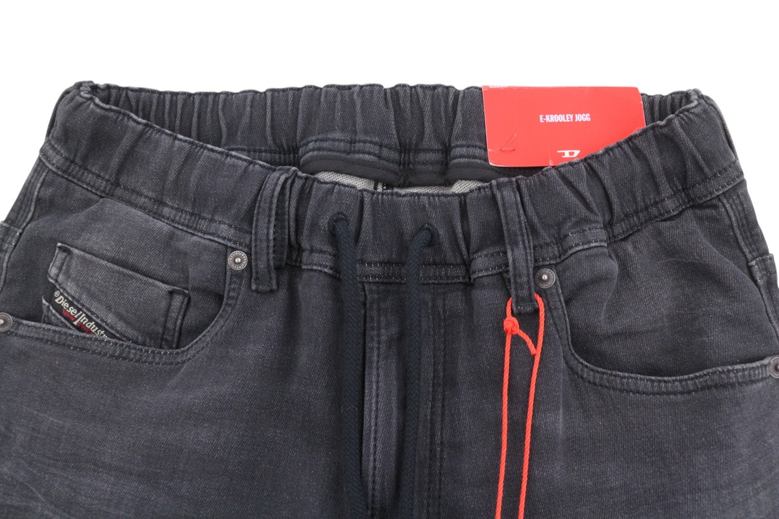 DIESEL E-Krooley Jogg 068FS Men's Jeans W28 Black Whiskers Faded Slim