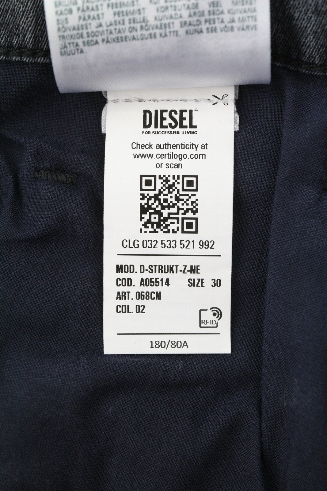 DIESEL D-Strukt Jogg 068CN Men's Jeans W30 Blue Faded Distress Zip Fly Skinny