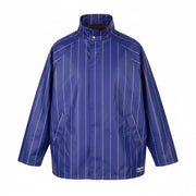 SCOTCH & SODA Men's Jacket L Blue Pinstriped Water Repellent Full Zip Raincoat