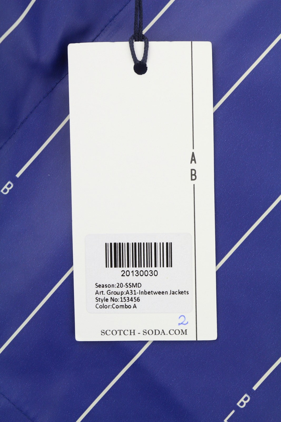 SCOTCH & SODA Men's Jacket L Blue Pinstriped Water Repellent Full Zip Raincoat