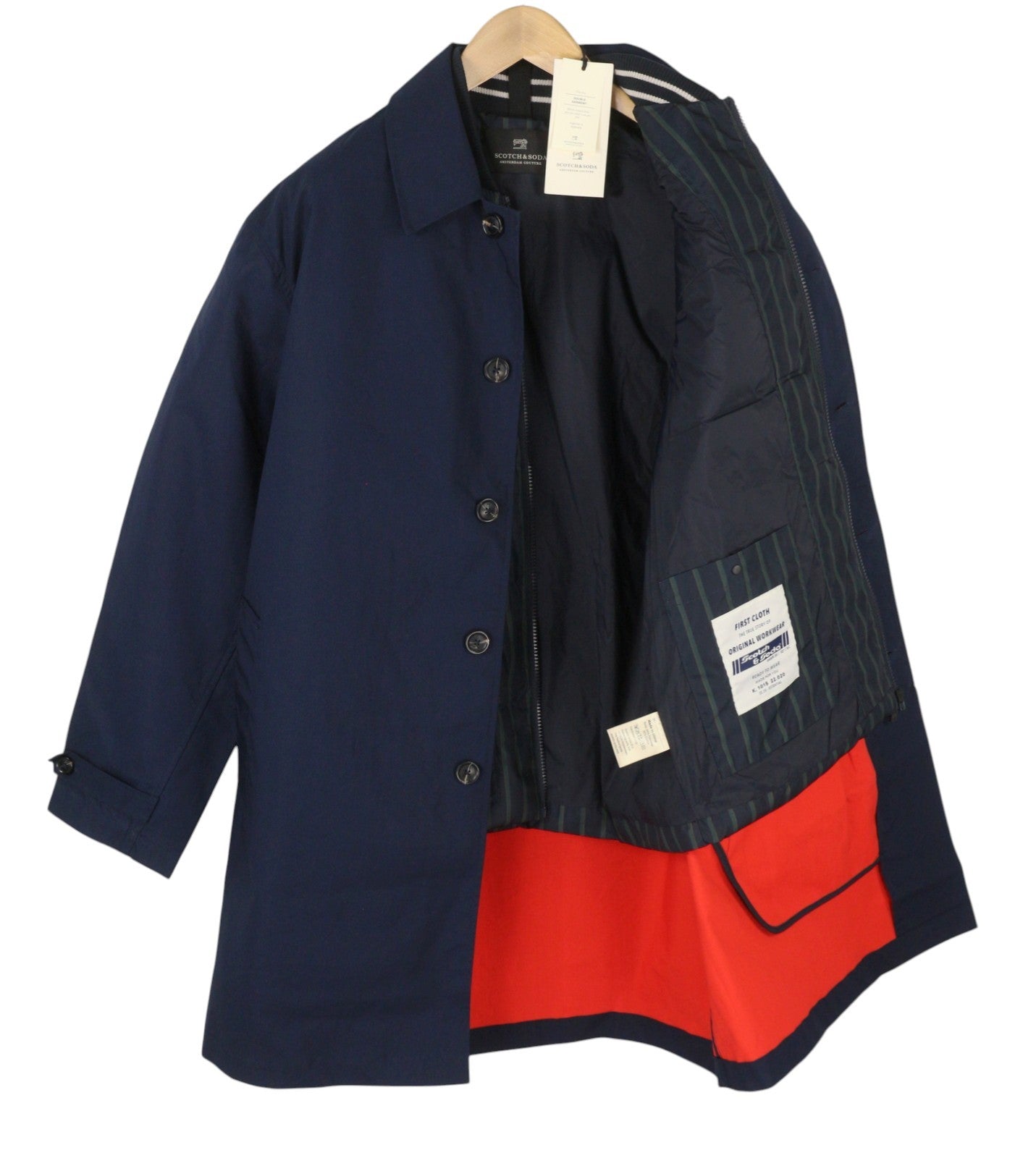 SCOTCH & SODA Men's Jacket M Dark Blue Double Garment Hidden Button Mid-Length
