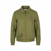 SCOTCH & SODA Men's Jacket M Khaki Green Patterned Spread Full Zip Lightweight