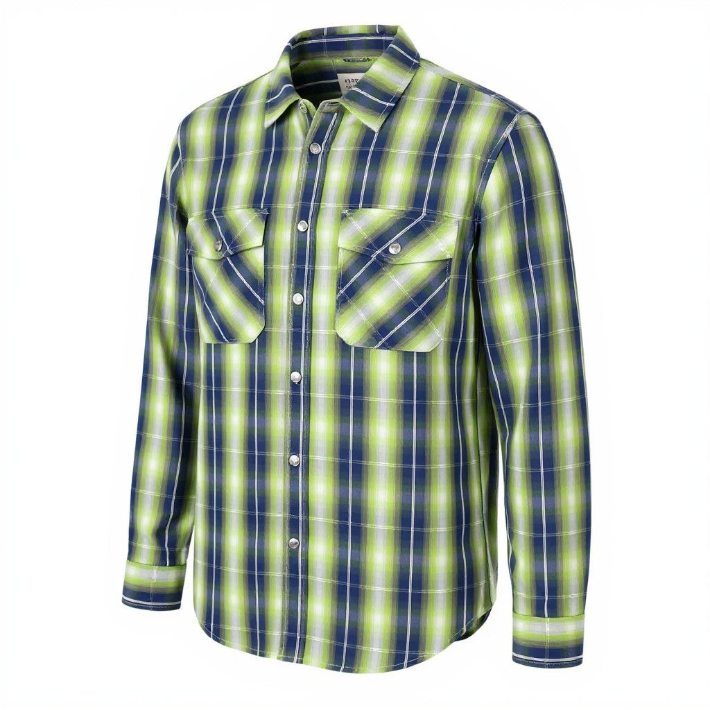 SCOTCH & SODA Men's Jacket M Green Plaid Print Padded Snap Buttons Lightweight