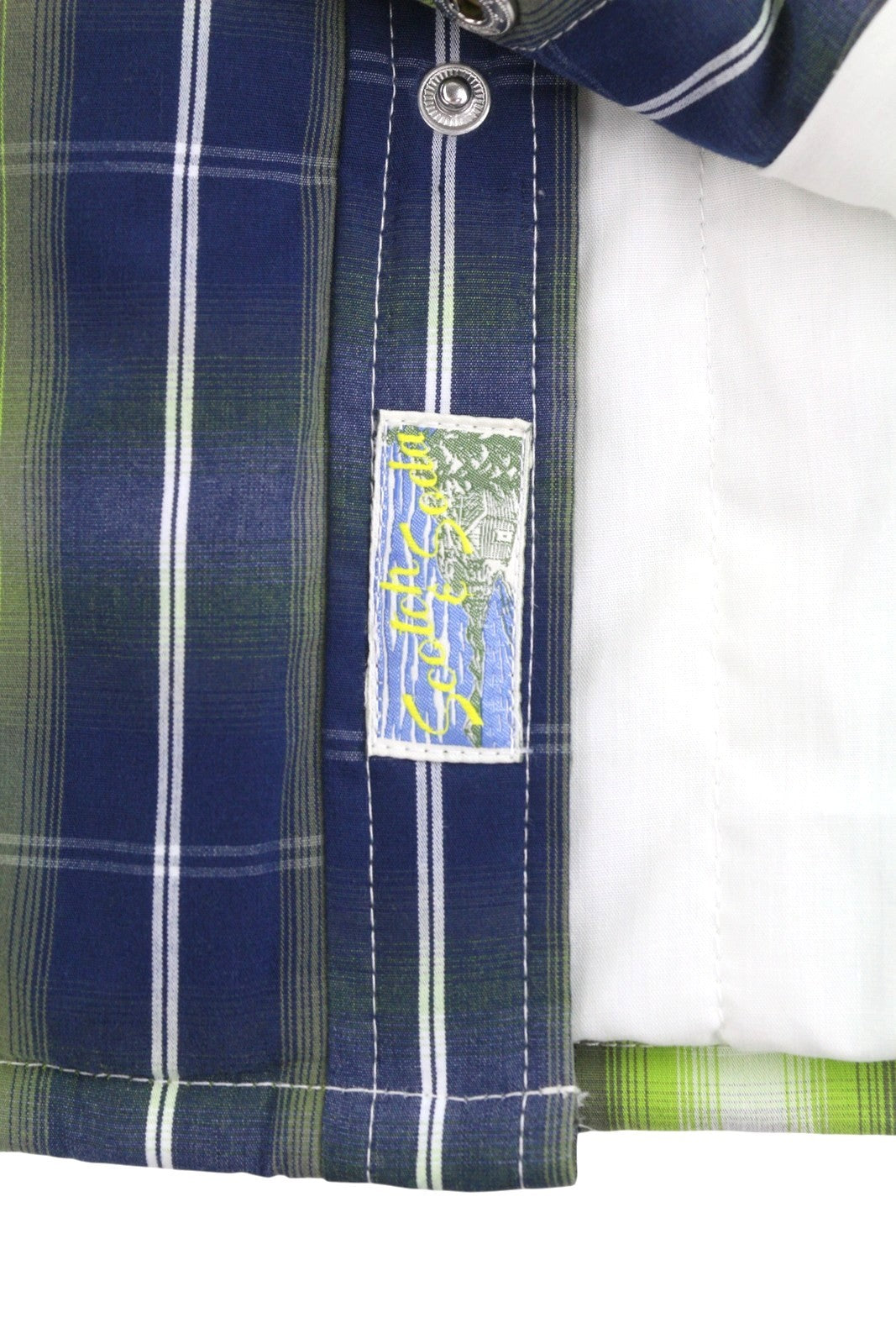 SCOTCH & SODA Men's Jacket M Green Plaid Print Padded Snap Buttons Lightweight