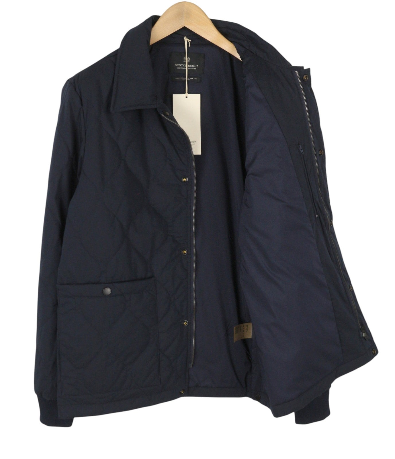 SCOTCH & SODA Men's Jacket M Dark Blue Quilted Slightly Padded Lightweight