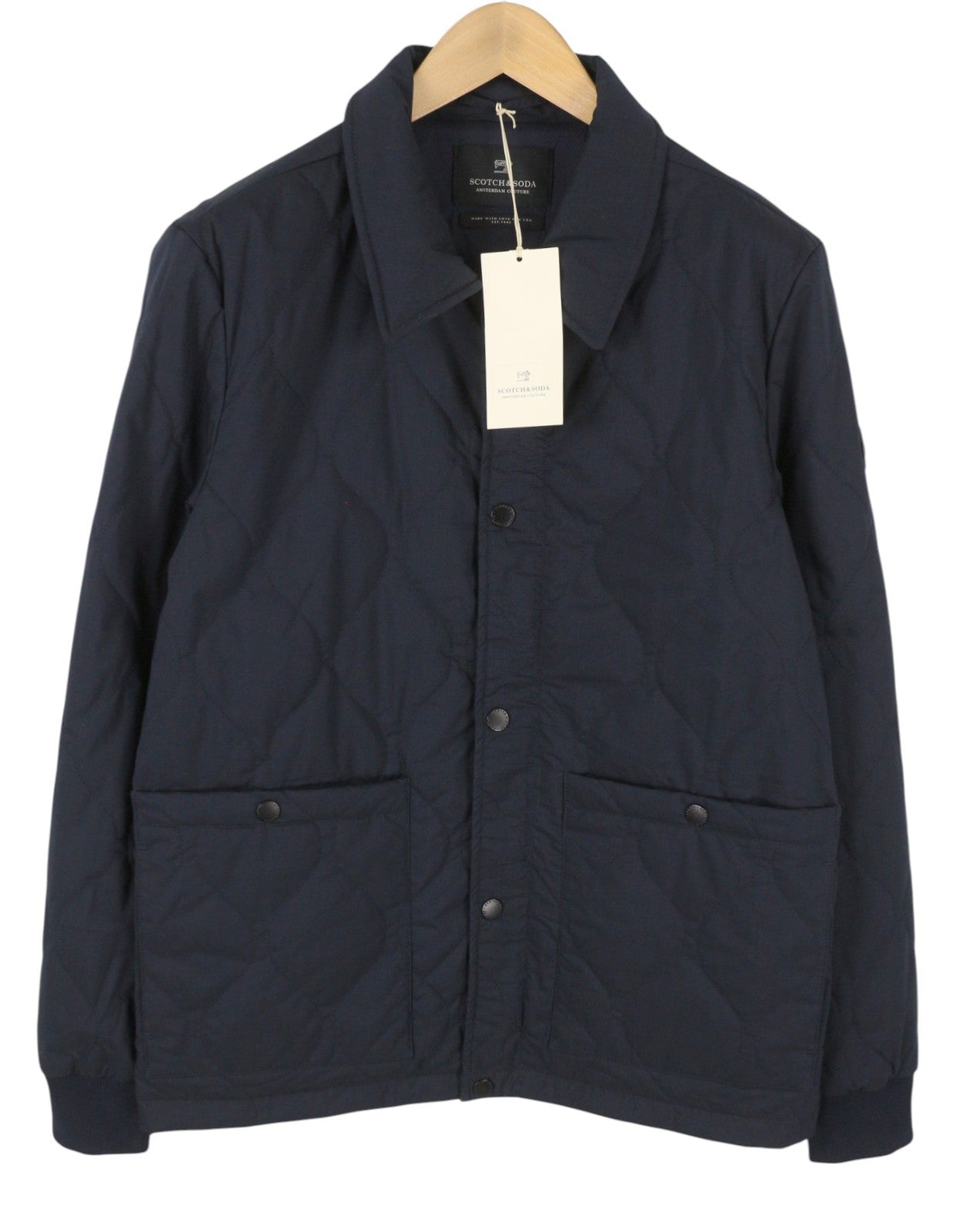 SCOTCH & SODA Men's Jacket M Dark Blue Quilted Slightly Padded Lightweight