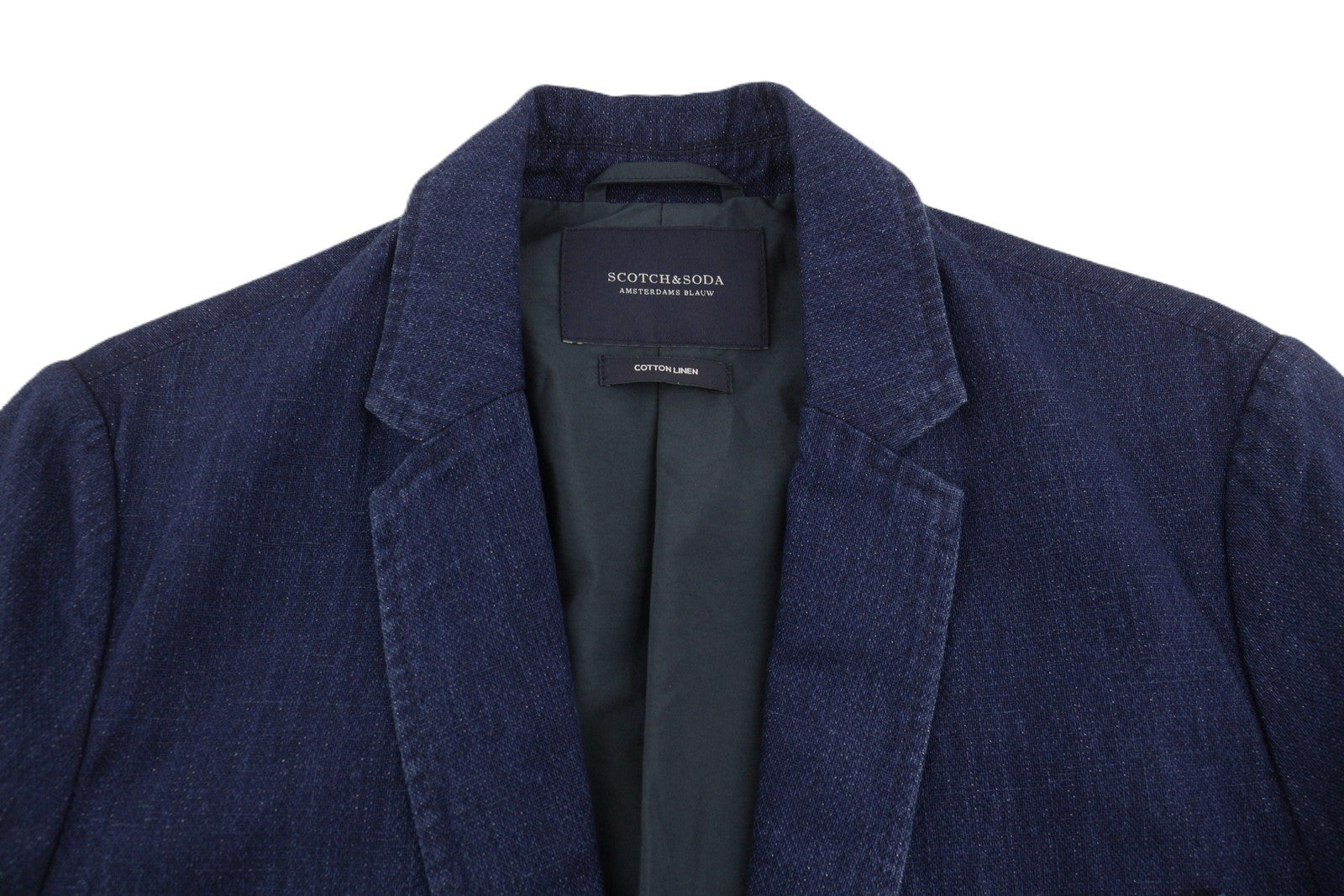 SCOTCH & SODA Men's Blazer S Dark Blue Denim Look Notch Lapel Single-Breasted
