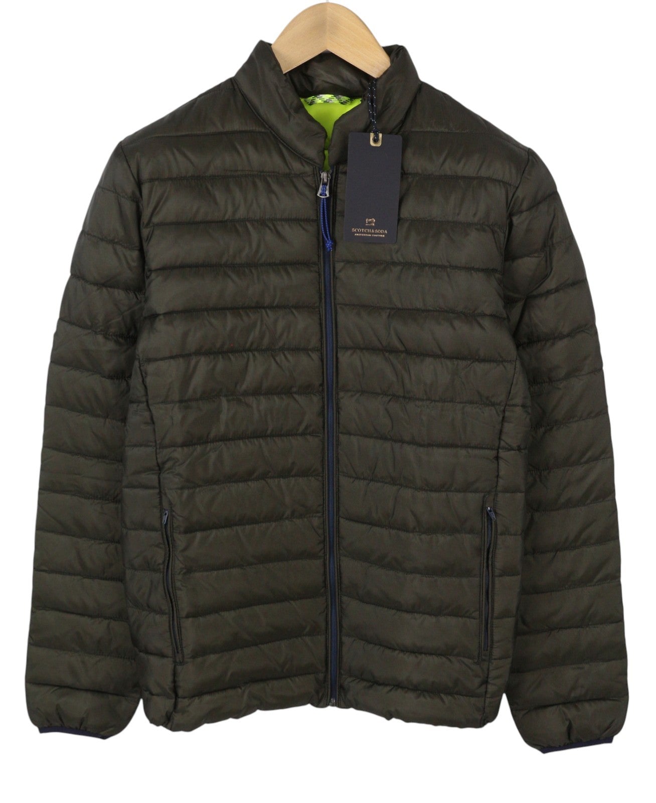 SCOTCH & SODA Men's Jacket S Dark Brown Quilted Padded Full Zip Puffer