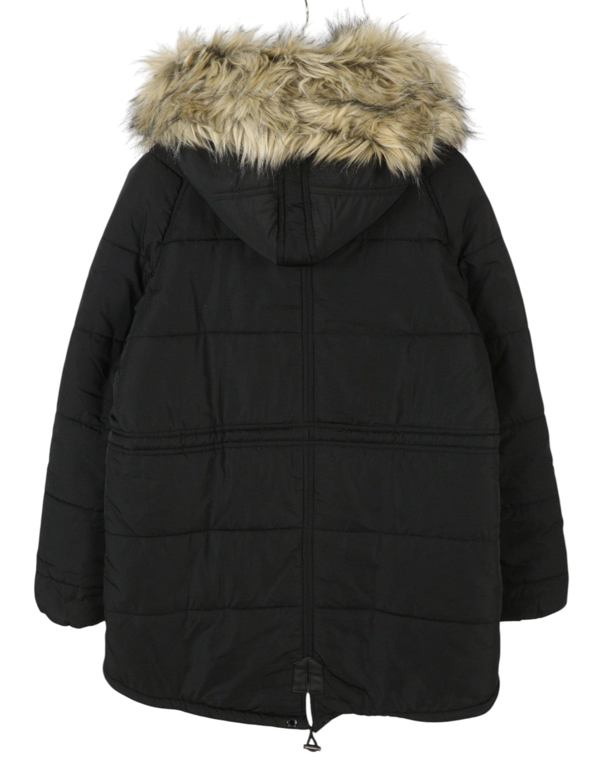 REPLAY Women's Jacket M Black Padded Quilted Drawstring Waist Parka