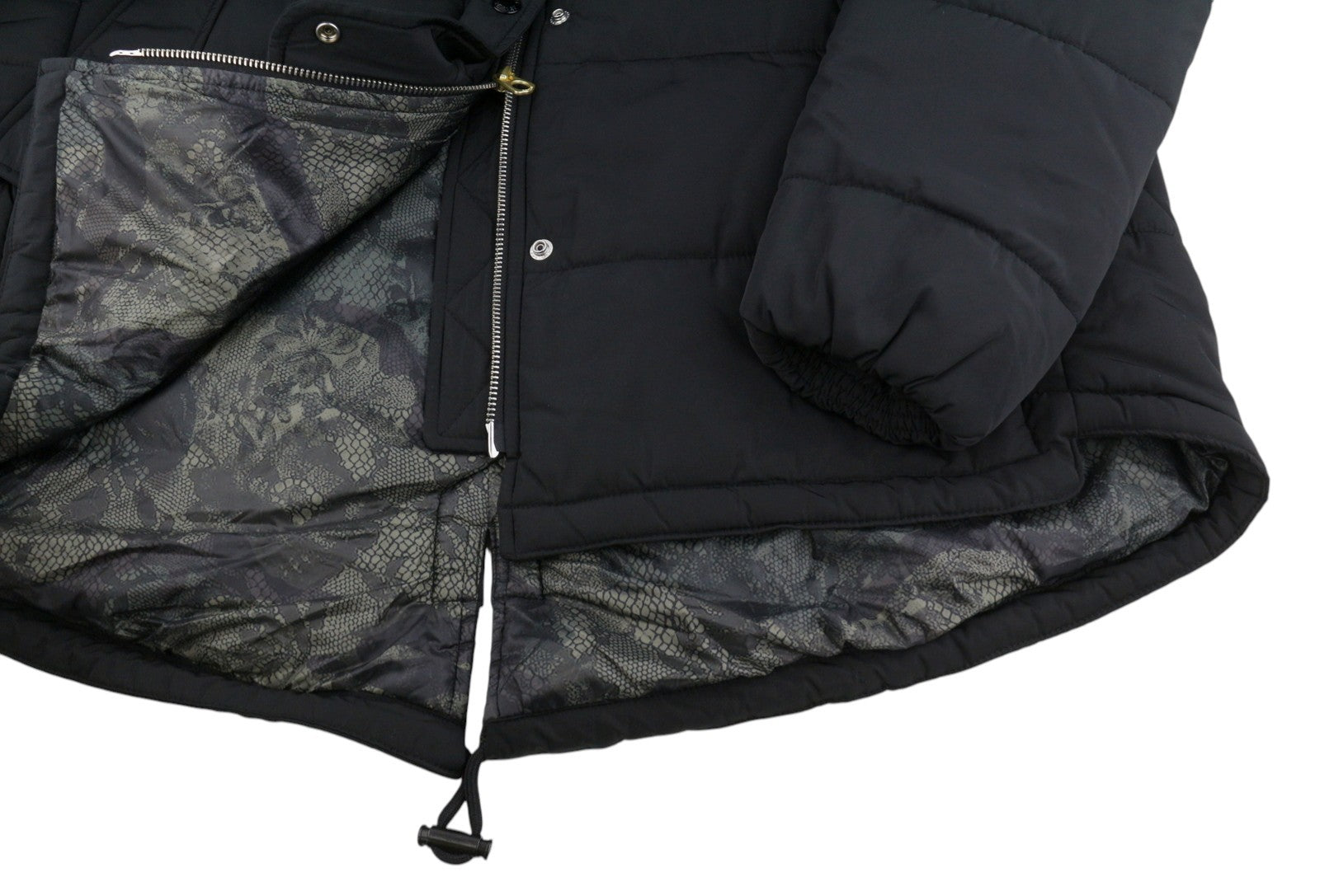 REPLAY Women's Jacket M Black Padded Quilted Drawstring Waist Parka