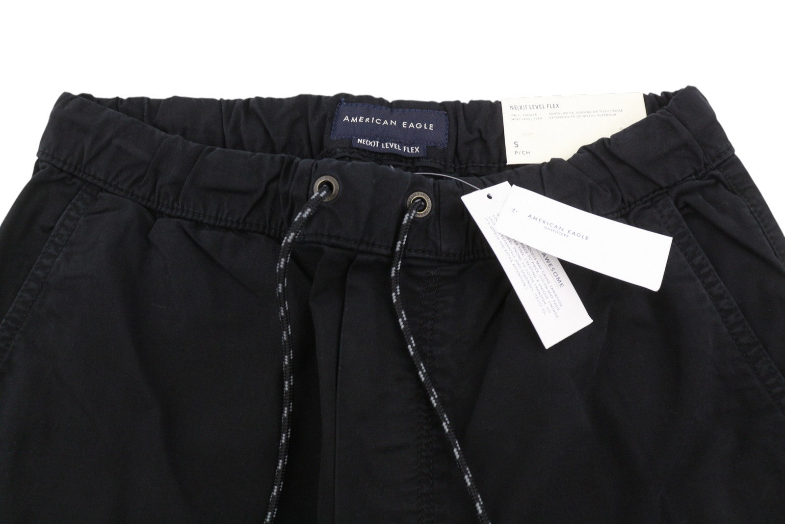 AMERICAN EAGLE OUTFITTERS Twill Jogger Men's Trousers S Black Flex Stretch
