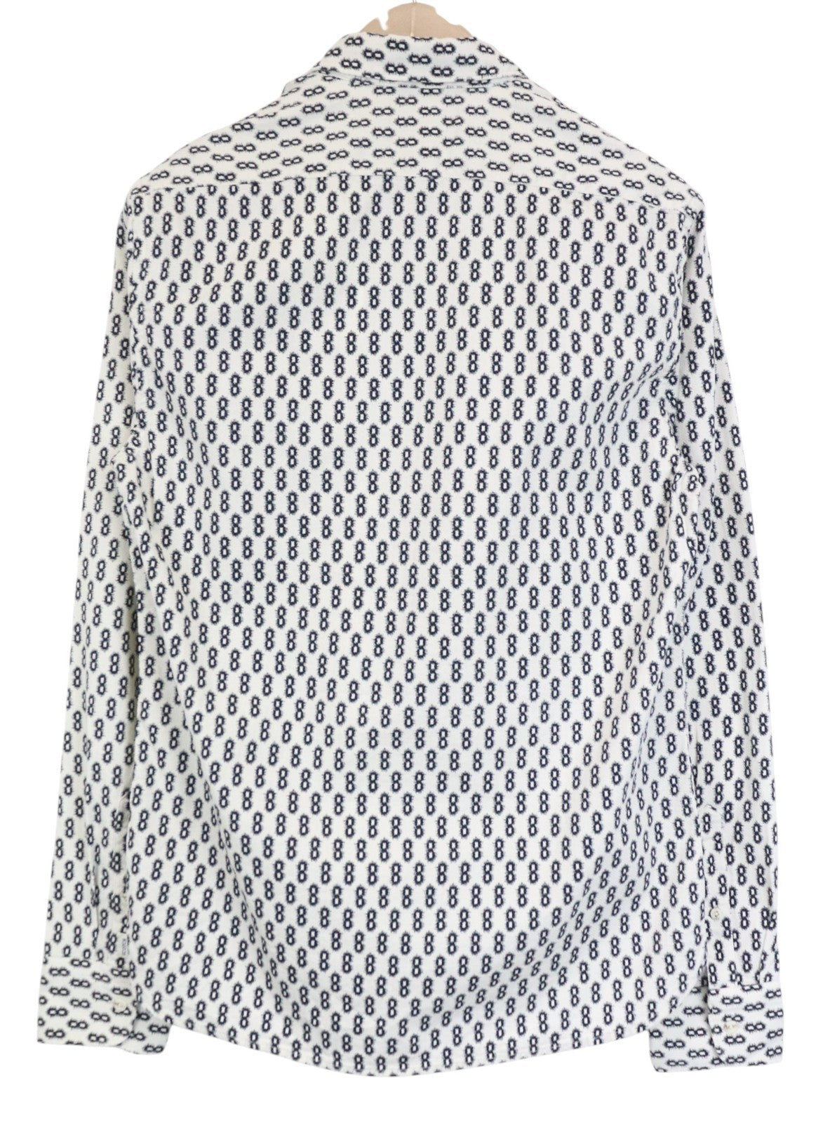 SCOTCH & SODA Ams Couture Men Shirt M White Navy Patterned Long Sleeve Cotton