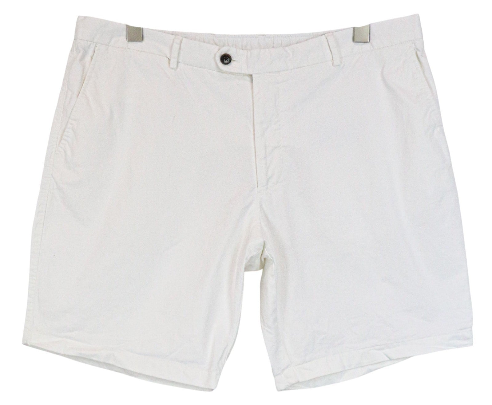 SUITSUPPLY Porto Men Shorts UK38R W37 White Cotton Stretch Summer Flat Front