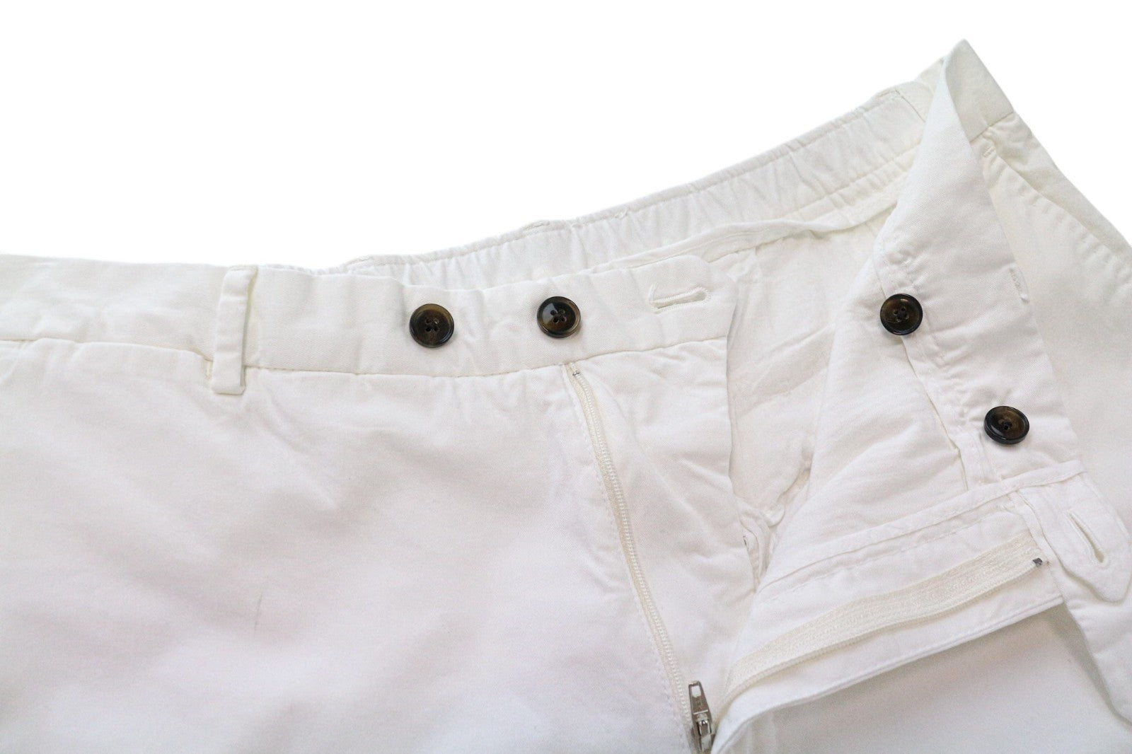 SUITSUPPLY Porto Men Shorts UK38R W37 White Cotton Stretch Summer Flat Front