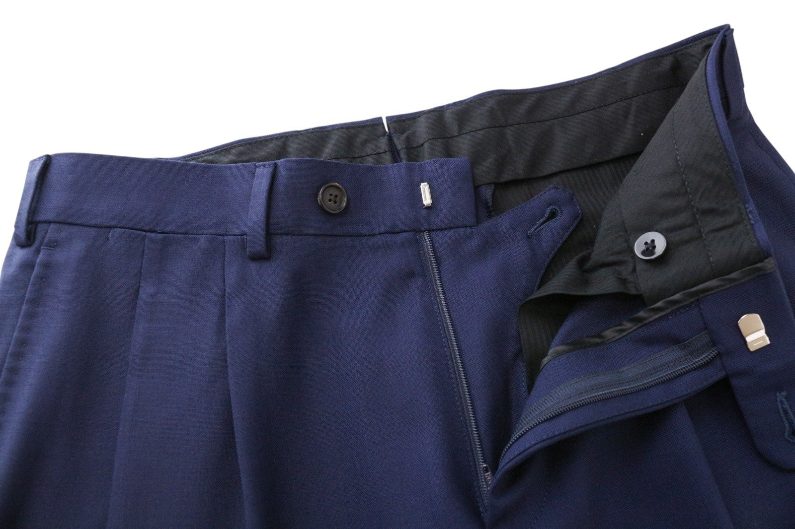 SUITSUPPLY Brescia Men Trousers UK36S Blue Pure Wool Pleated Classic Formal