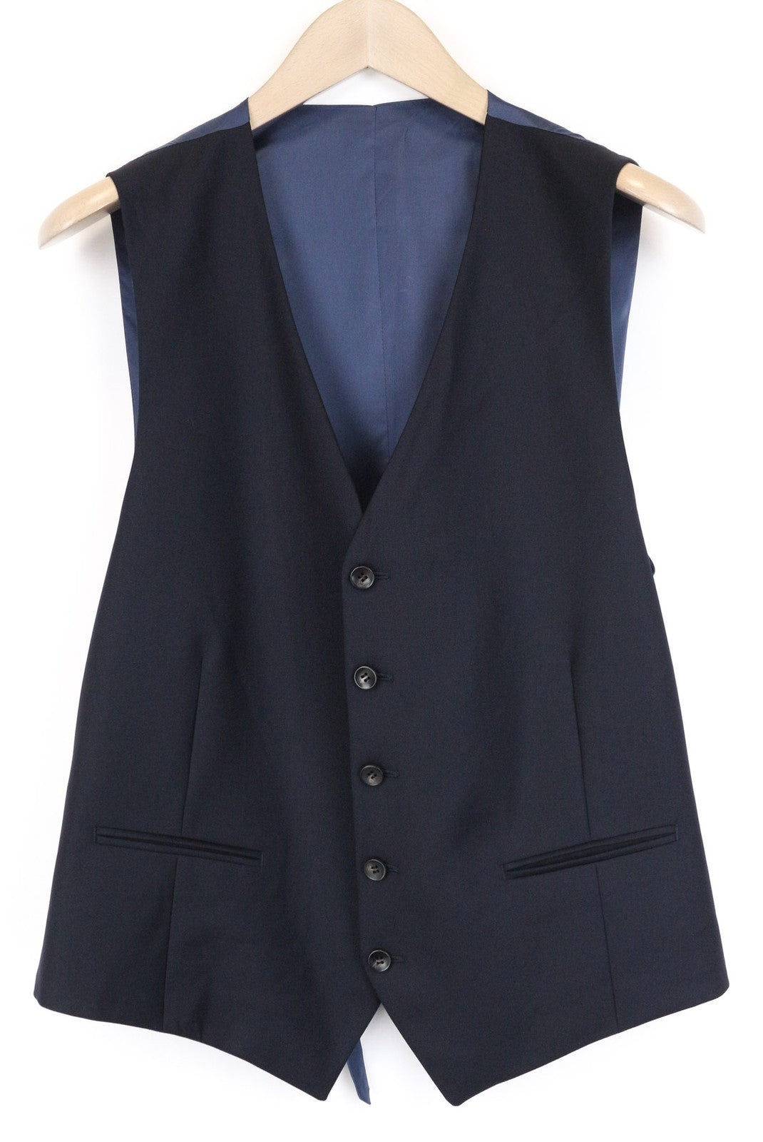 SUITSUPPLY Ferrara Men Waistcoat UK42R Dark Blue Pure Wool Single-Breasted Lined