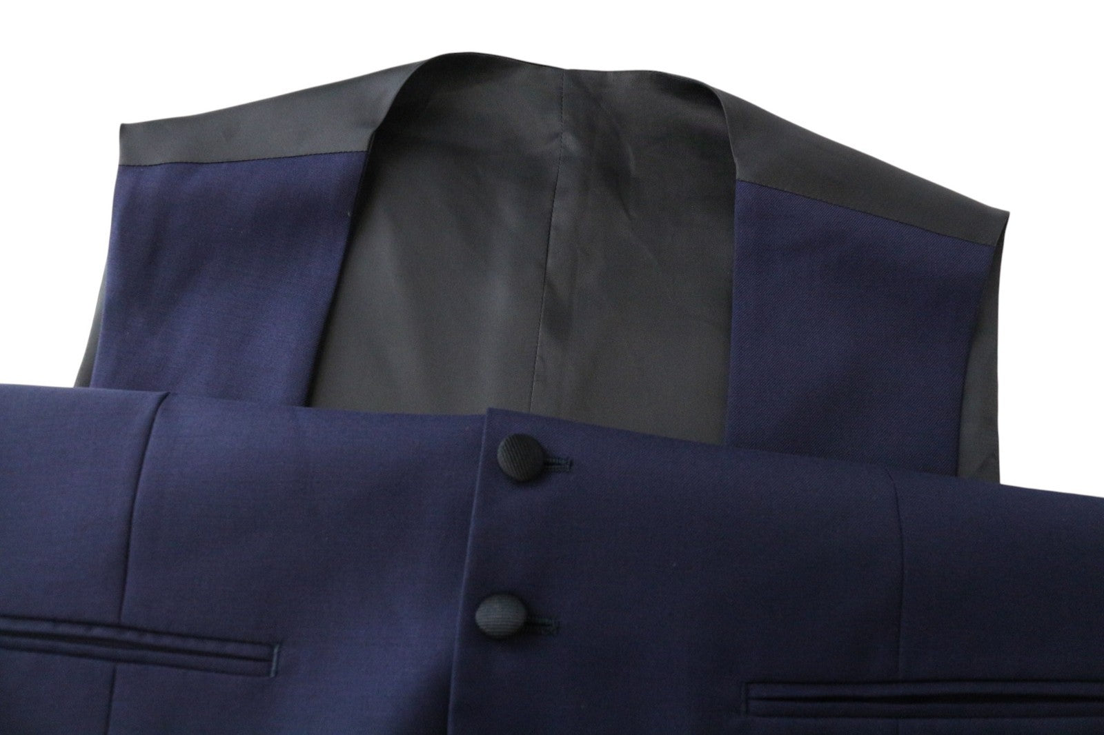 SUITSUPPLY U-Neck Men Suit UK40R Tux Trousers Waistcoat Pure Wool Blue 2 Piece