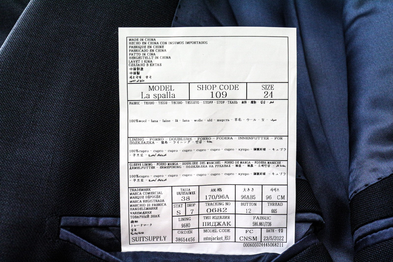SUITSUPPLY La Spalla Men Suit UK38S Single-Breasted Pleated Wool Blue 2 Piece