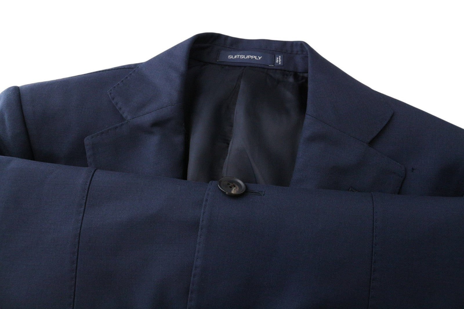 SUITSUPPLY Lazio Men Suit UK32R Lined Pure Wool Super 110's Slim Blue 2 Piece