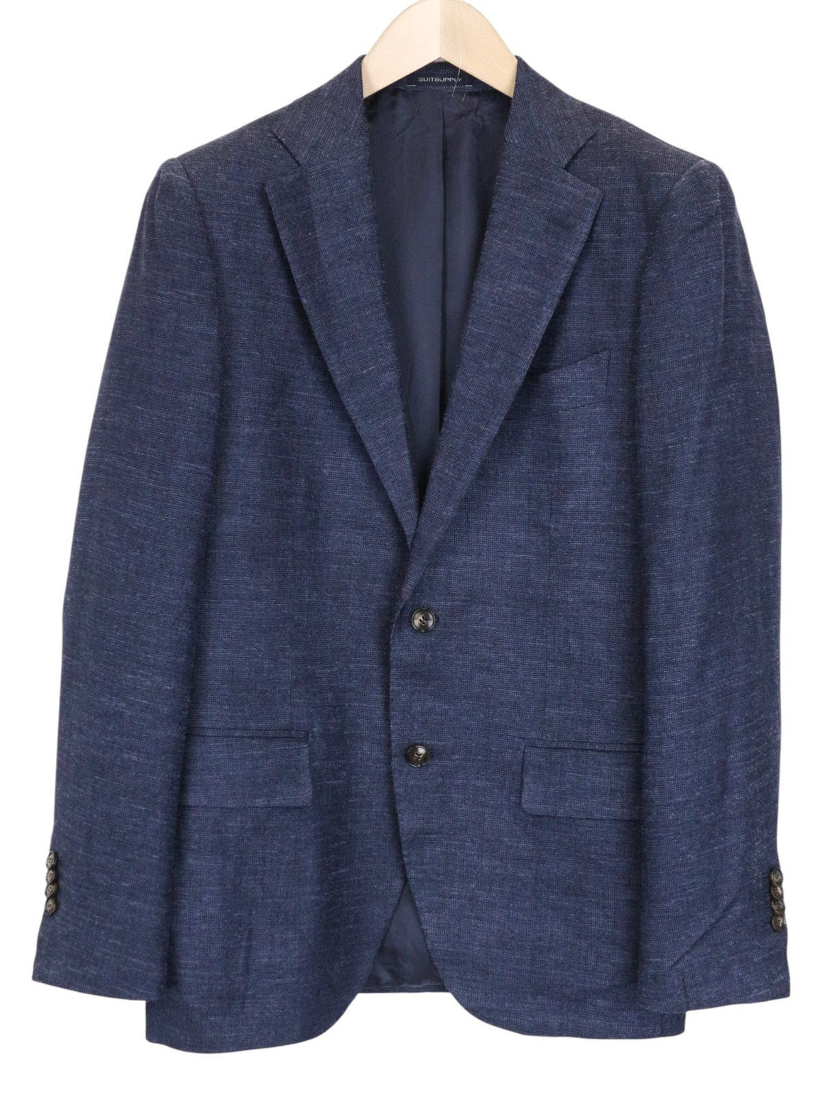 SUITSUPPLY Lazio Men Suit UK38R Classic Silk Linen Wool Slim Blue 3 Piece
