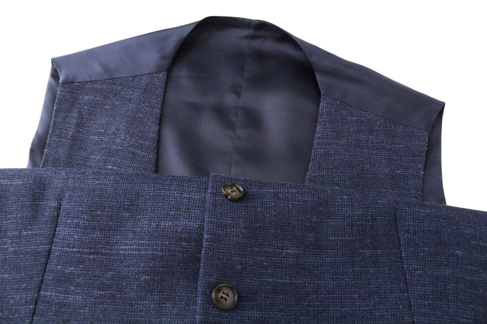 SUITSUPPLY Lazio Men Suit UK38R Classic Silk Linen Wool Slim Blue 3 Piece