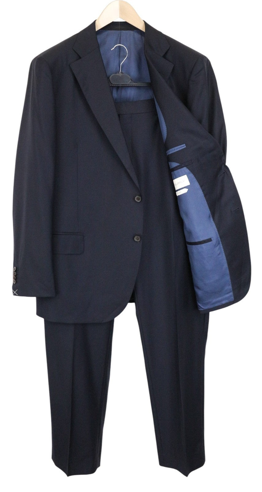 SUITSUPPLY Lazio Men Suit UK52R Blueline Single-Breasted Pure Wool Blue 2 Piece
