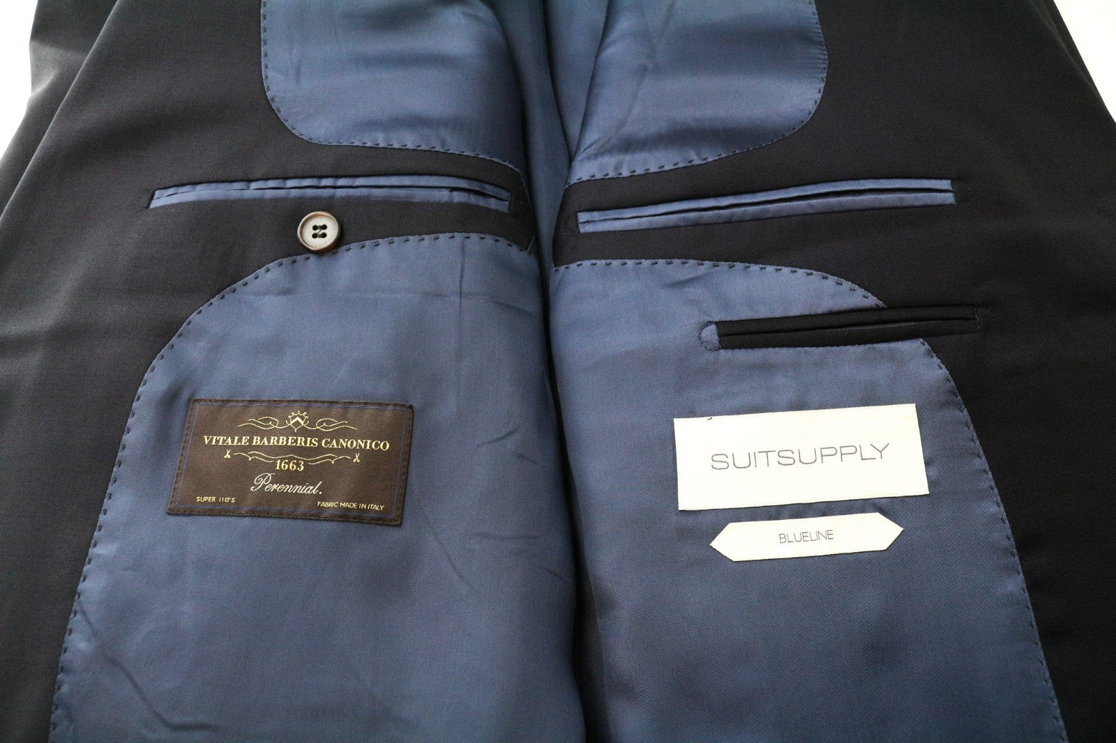 SUITSUPPLY Lazio Men Suit UK52R Blueline Single-Breasted Pure Wool Blue 2 Piece