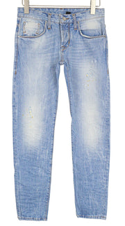 TAKESHY KUROSAWA Men Jeans W30 Slim Fit Pure Cotton Blue Painted Washed