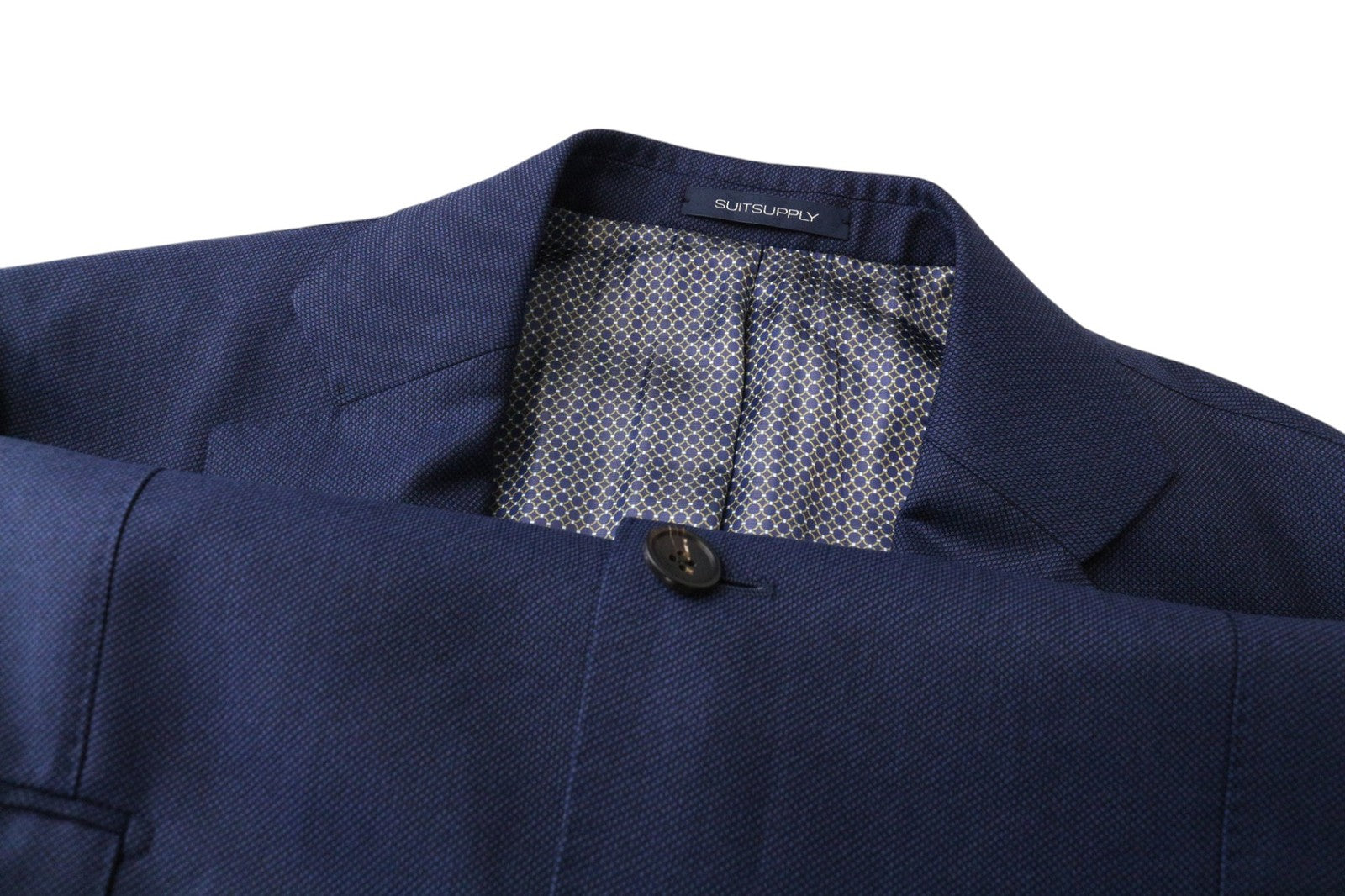 SUITSUPPLY La Spalla Men Suit UK44R Classic Lined Pleated Pure Wool Blue 2 Piece