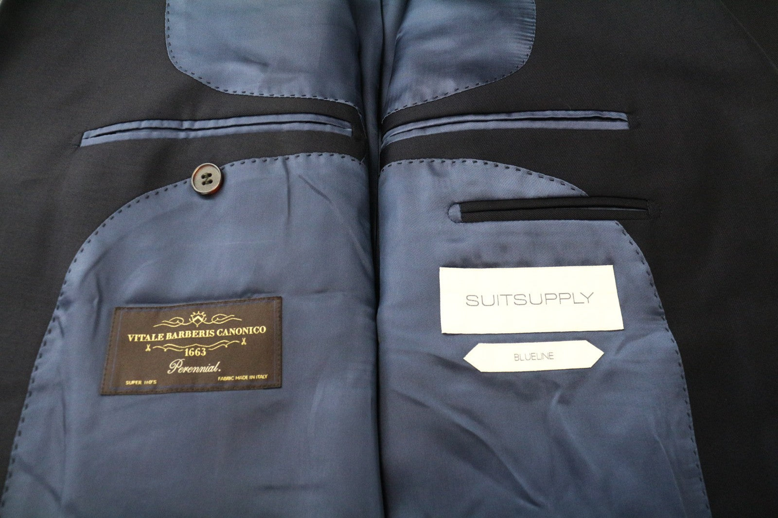 SUITSUPPLY Havana Blueline Men Suit UK54S Pleated Classic Pure Wool Blue 2 Piece