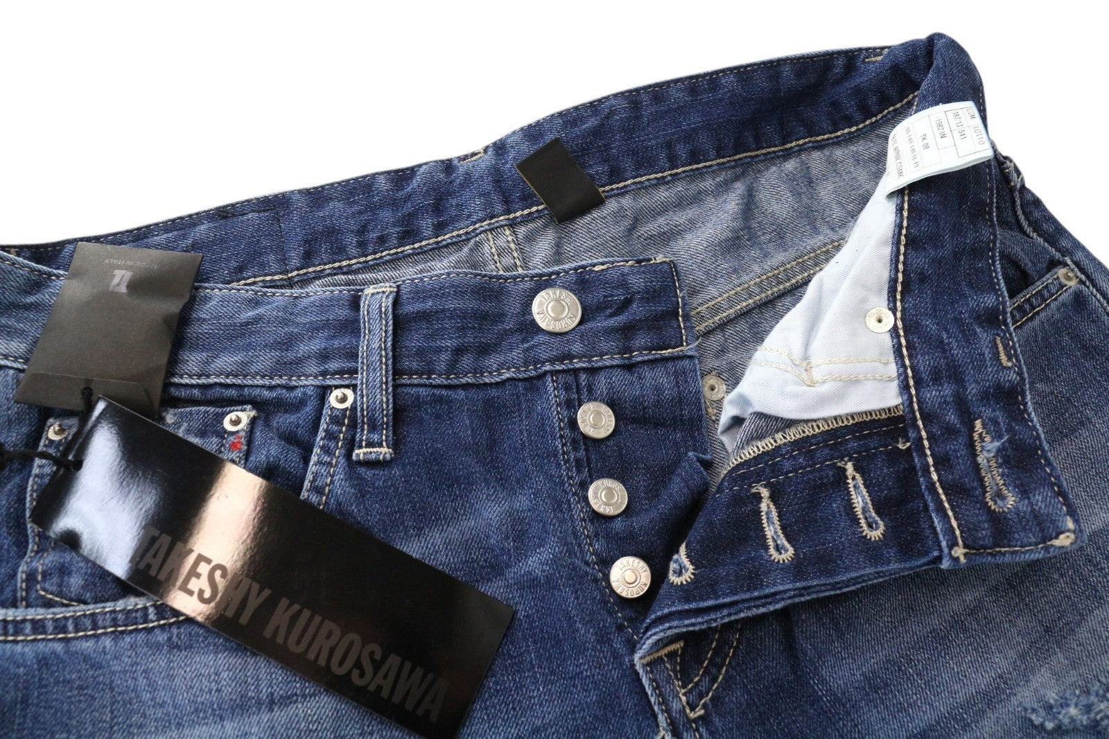 TAKESHY KUROSAWA Men Jeans W32 Pure Cotton Blue Regular Fit Faded Distressed