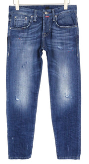TAKESHY KUROSAWA Men Jeans W32 Pure Cotton Blue Regular Fit Washed Distressed